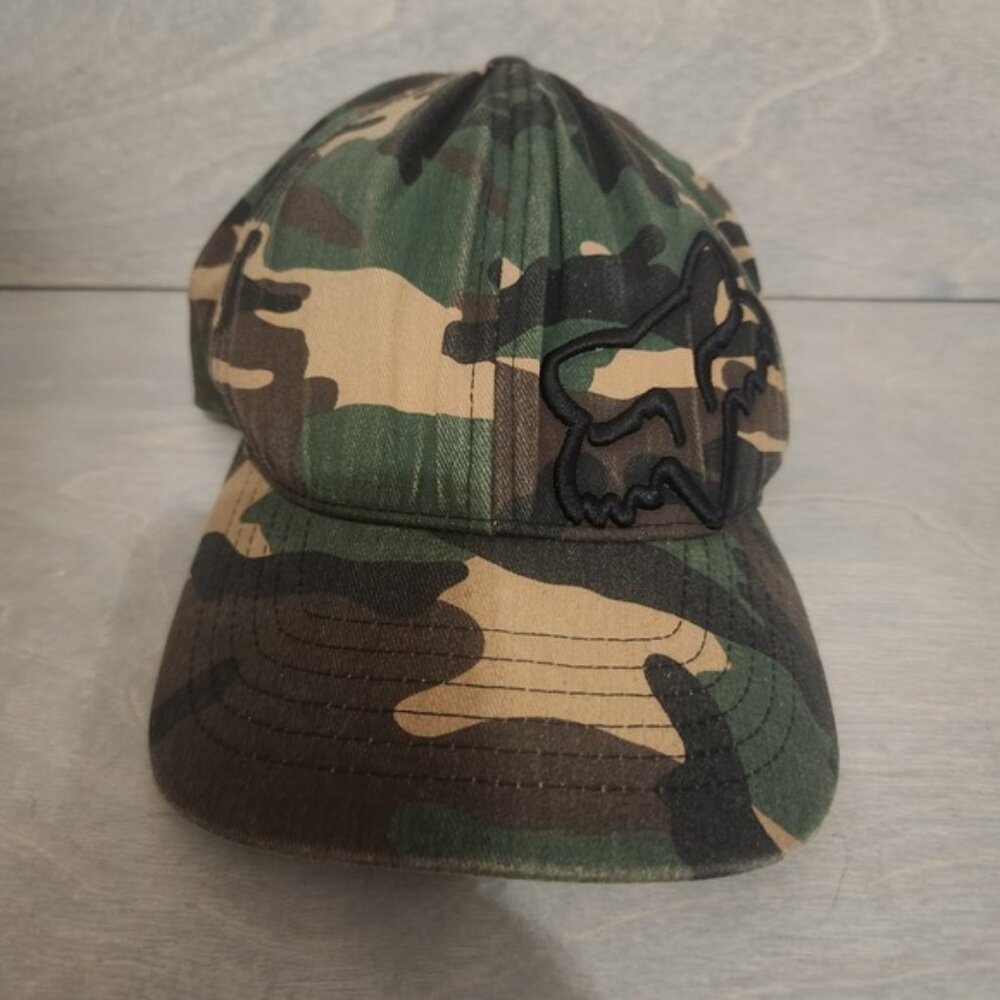 FOX Flexfit L/XL Camouflage‎ Camo Hat Cap Fox Head Racing Outdoors